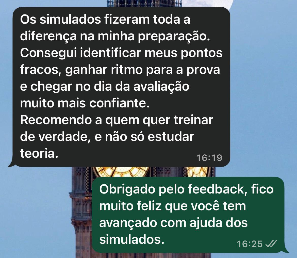 Depoimento de aluno sobre os simulados